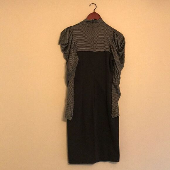 Ronen Chen Black Puffed Ruched Sleeve Dress - Sz 2 - Picture 10 of 11